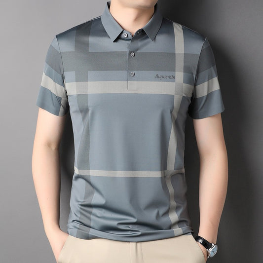 2025 Men's stylish casual lapel striped short-sleeved shirt(cm339)