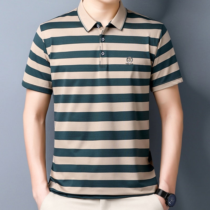 cf312-Men's summer cotton short-sleeved polo shirt