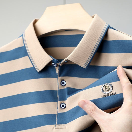 cf312-Men's summer cotton short-sleeved polo shirt