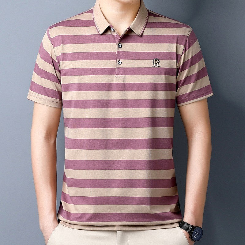 cf312-Men's summer cotton short-sleeved polo shirt