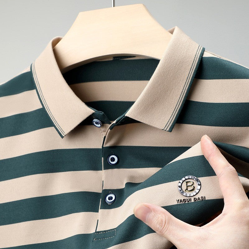 cf312-Men's summer cotton short-sleeved polo shirt