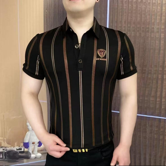 cf314-Men's summer high-end business casual POLO shirt