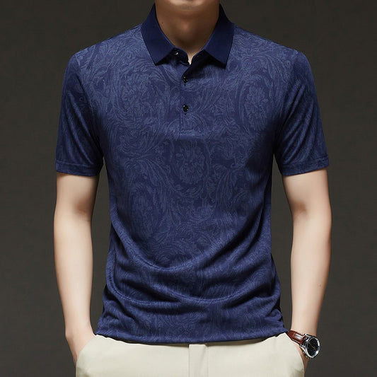 luu328-Men's summer ice silk short-sleeved polo shirt