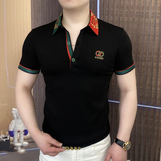 Casual business lapel men's short-sleeved Polo(cm354)