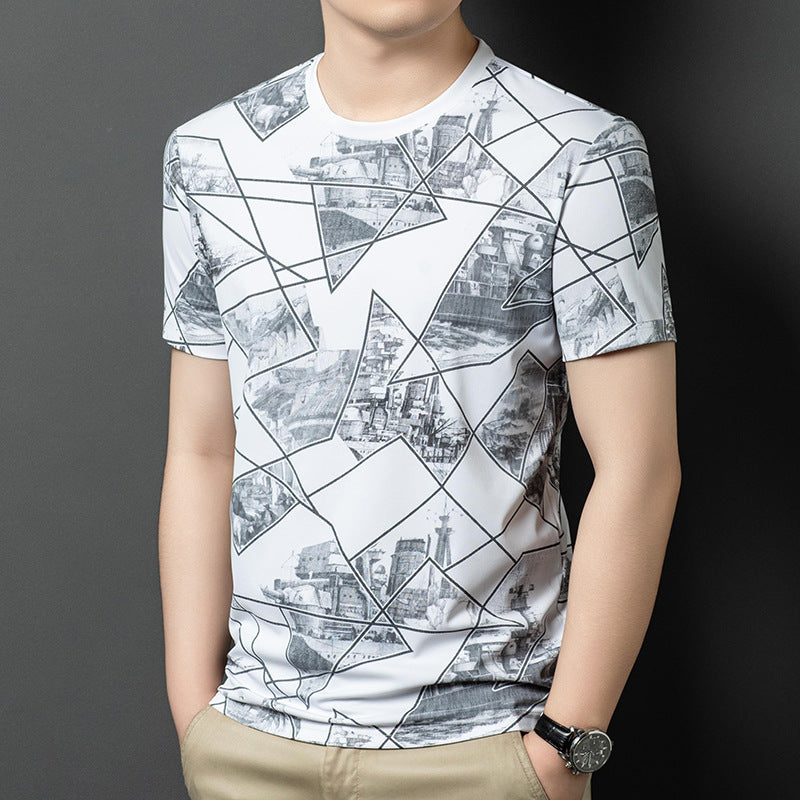 cf333-Men's summer short-sleeved T-shirt with personalized patterns
