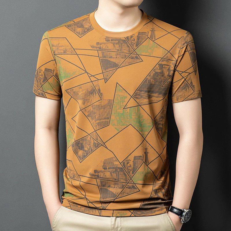 cf333-Men's summer short-sleeved T-shirt with personalized patterns