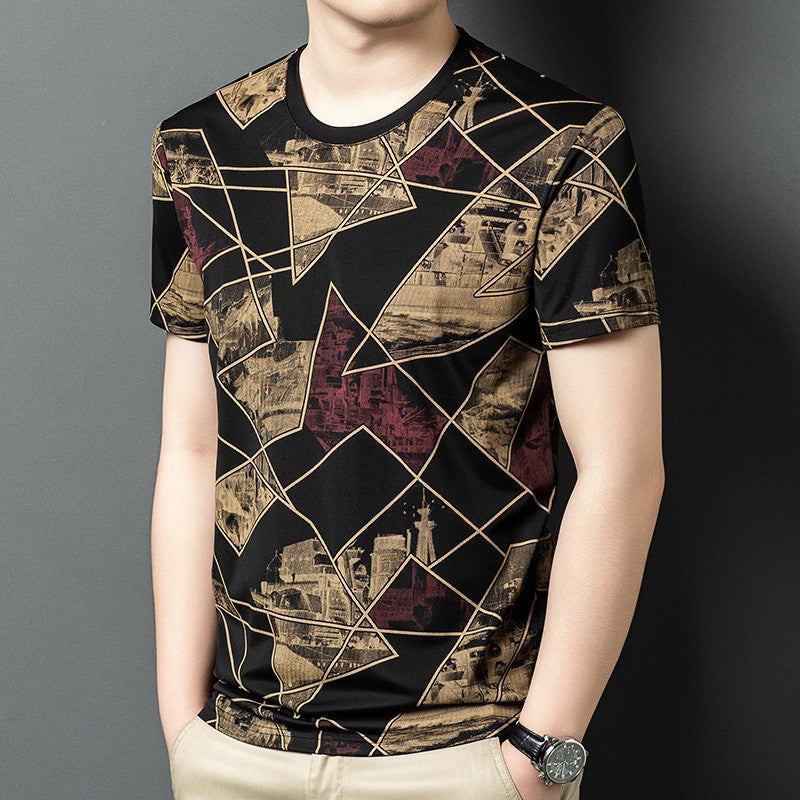 cf333-Men's summer short-sleeved T-shirt with personalized patterns