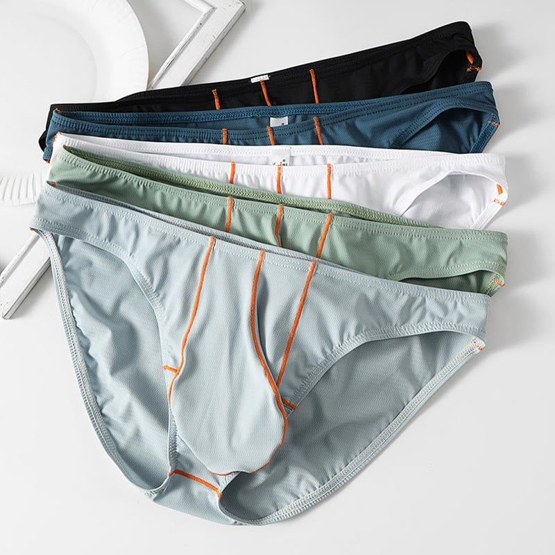 cf332-Men's thin ice silk triangle panties
