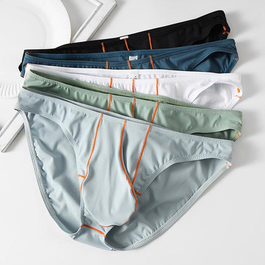 cf332-Men's thin ice silk triangle panties
