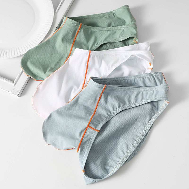 cf332-Men's thin ice silk triangle panties