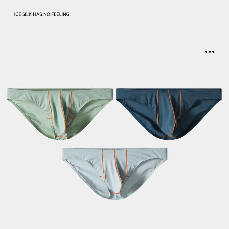 cf332-Men's thin ice silk triangle panties