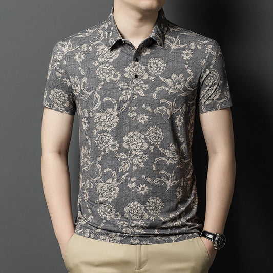 cf342-Men's Printed Short Sleeve Polo Shirt