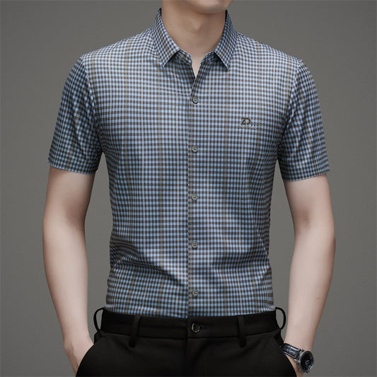 cm401-2025 Men's silk short-sleeved shirt