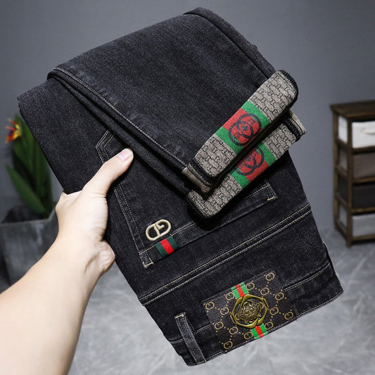 cm408-Men's loose straight casual jeans