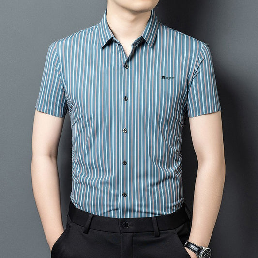 txv100-Men's striped short-sleeved shirt