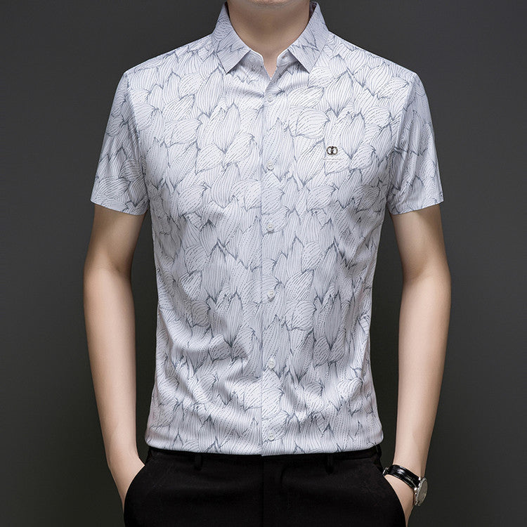 Men's summer printed silky shirt(cm402)