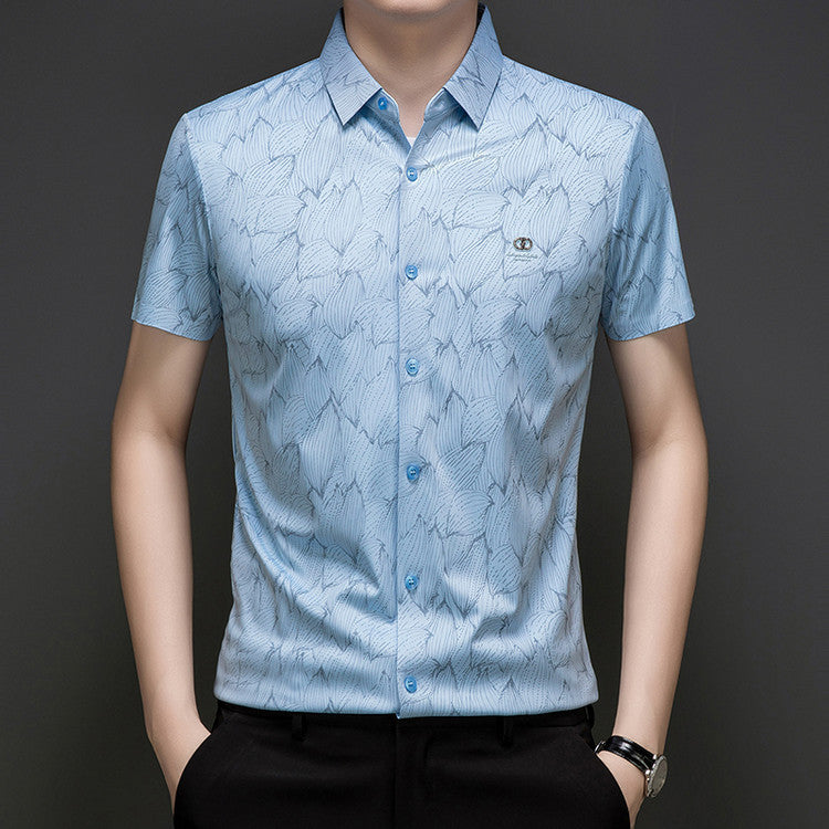 Men's summer printed silky shirt(cm402)