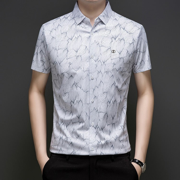 Men's summer printed silky shirt(cm402)