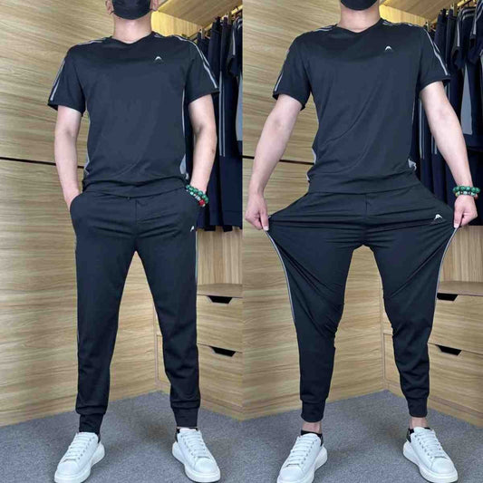 cm413-Men's trendy casual sports short-sleeved trousers suit