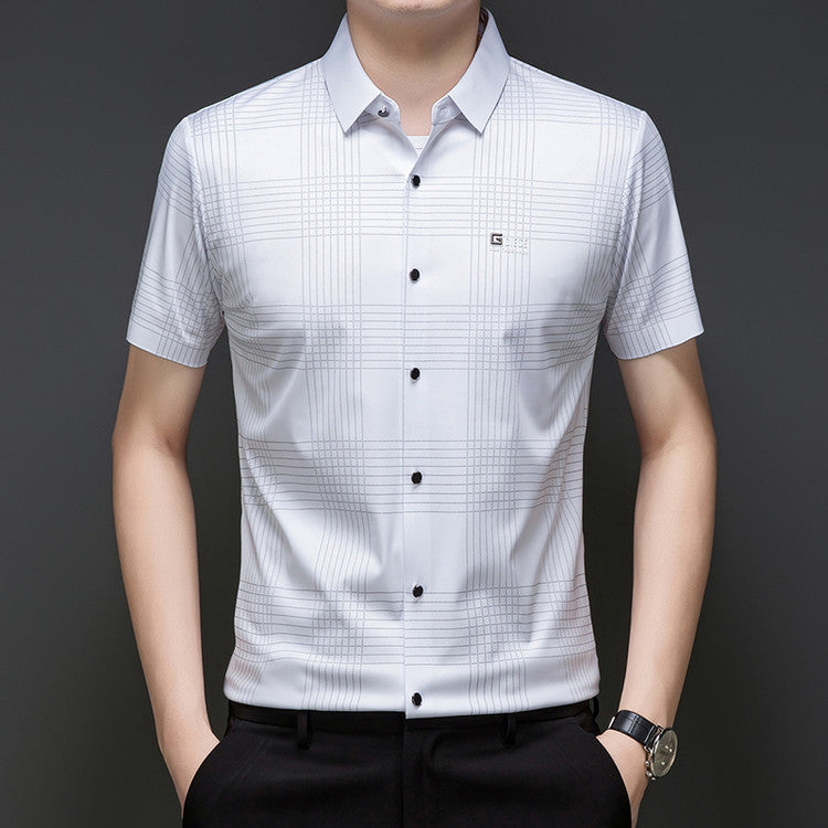 iq365-Light luxury fashion men&#039;s short-sleeved shirt