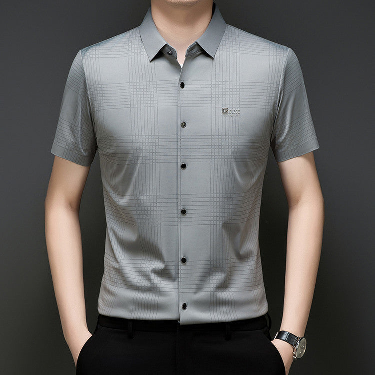 iq365-Light luxury fashion men&#039;s short-sleeved shirt
