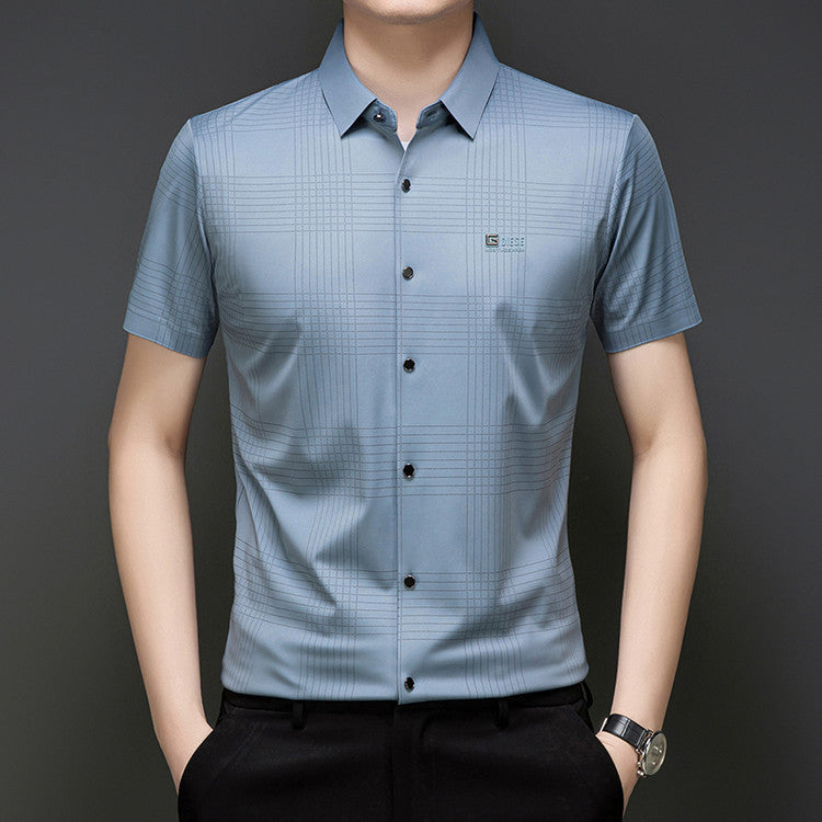 iq365-Light luxury fashion men&#039;s short-sleeved shirt