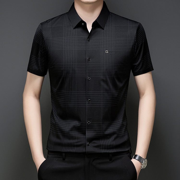 iq365-Light luxury fashion men&#039;s short-sleeved shirt