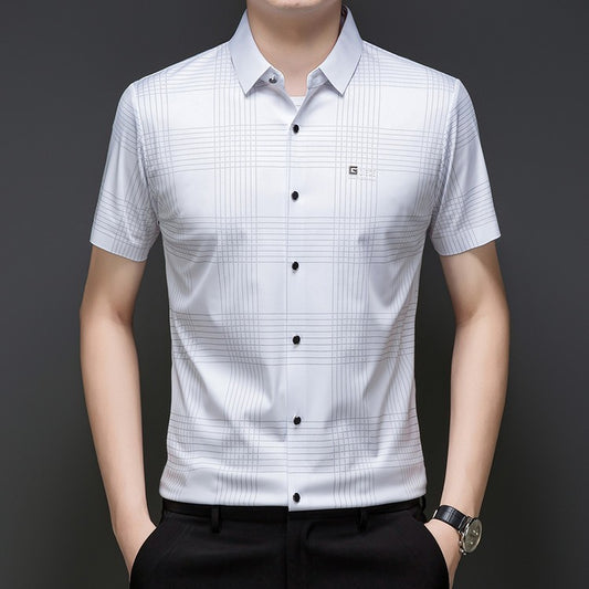 iq365-Light luxury fashion men&#039;s short-sleeved shirt