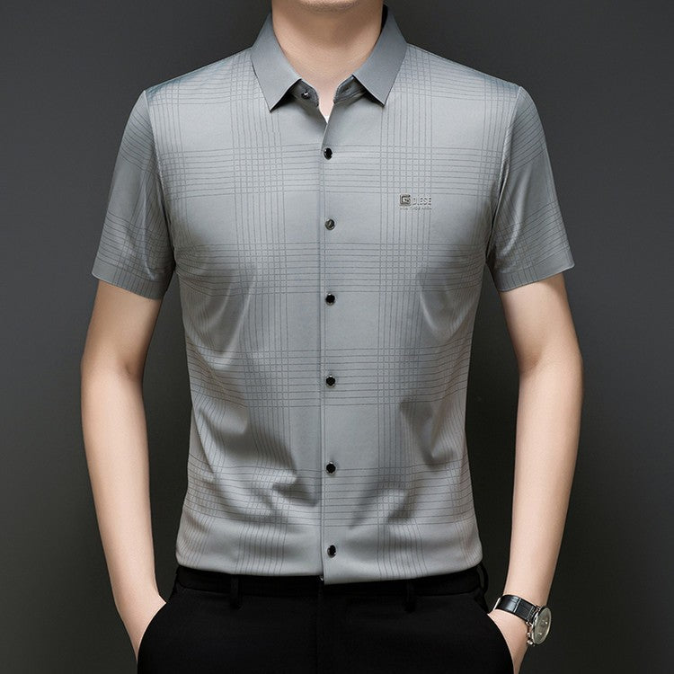 iq365-Light luxury fashion men&#039;s short-sleeved shirt