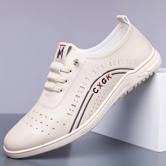 Casual breathable hollow men's leather shoes(px107)