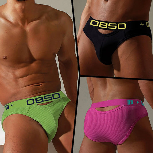 kuu371-Men's Personalized Hollow Cotton Briefs