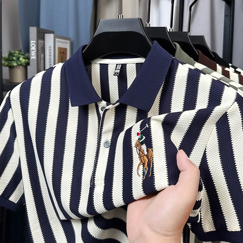 Summer Men's Classic Pinstripe Short Sleeve POLO Shirt(you408)