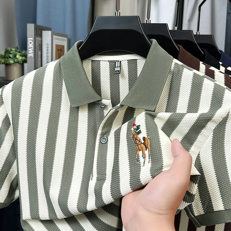 Summer Men's Classic Pinstripe Short Sleeve POLO Shirt(you408)
