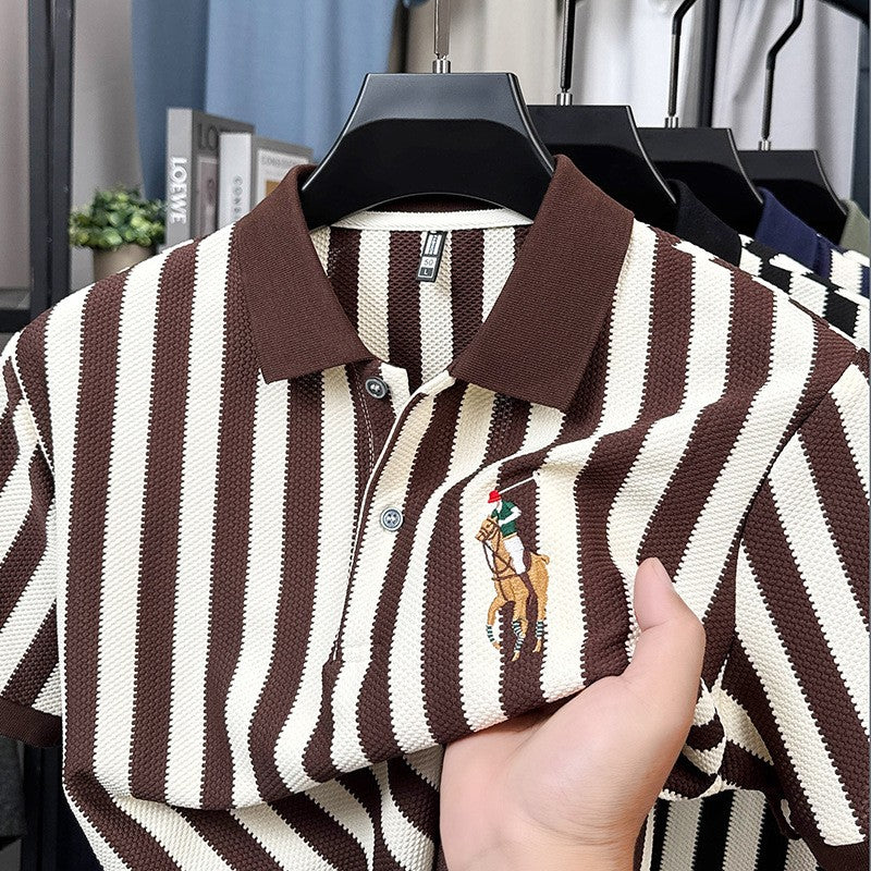 Summer Men's Classic Pinstripe Short Sleeve POLO Shirt(you408)