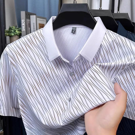 Men's Business Casual Printed Short Sleeve Shirt