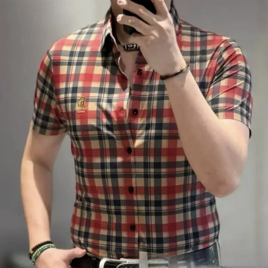 iq374-Men's Ice Silk Short Sleeve Shirt