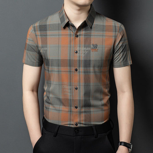 ah13-Men's Business Casual Anti-wrinkle Short Sleeve Shirt