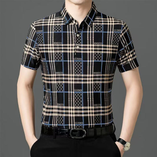 ah16-Summer men's trendy wrinkle-free short-sleeved POLO shirt