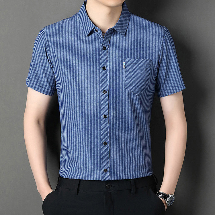 2025 Men's striped short-sleeved shirt(cm449)