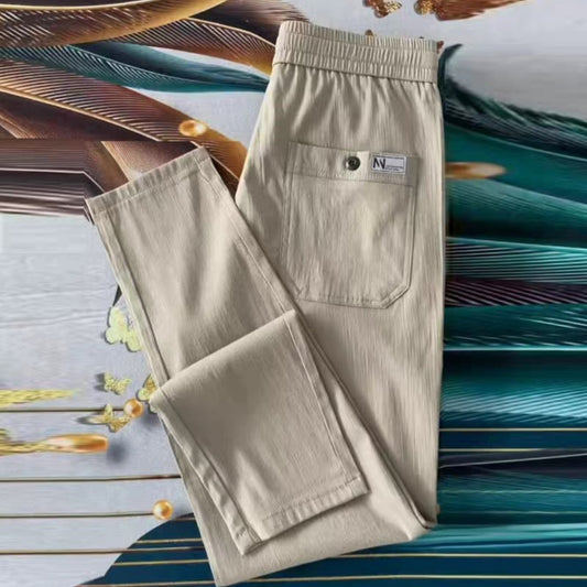 ah19-Men's simple elastic waist casual pants
