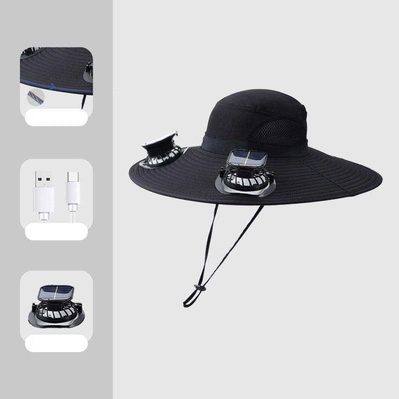 Multi-functional Men's Outdoor Solar Shade Fan Hat(you407)
