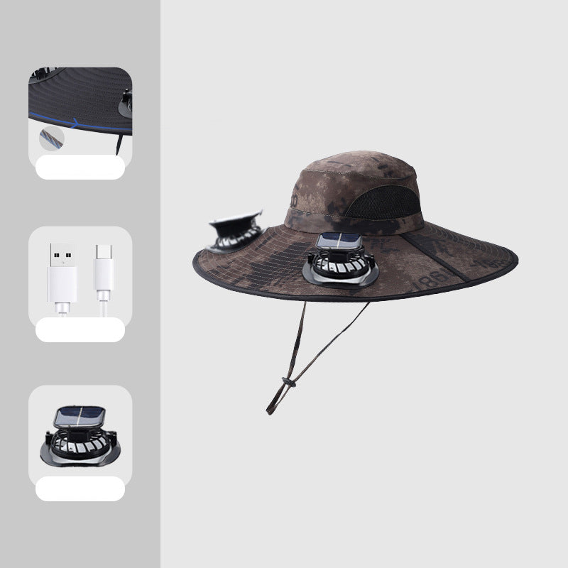 Multi-functional Men's Outdoor Solar Shade Fan Hat(you407)