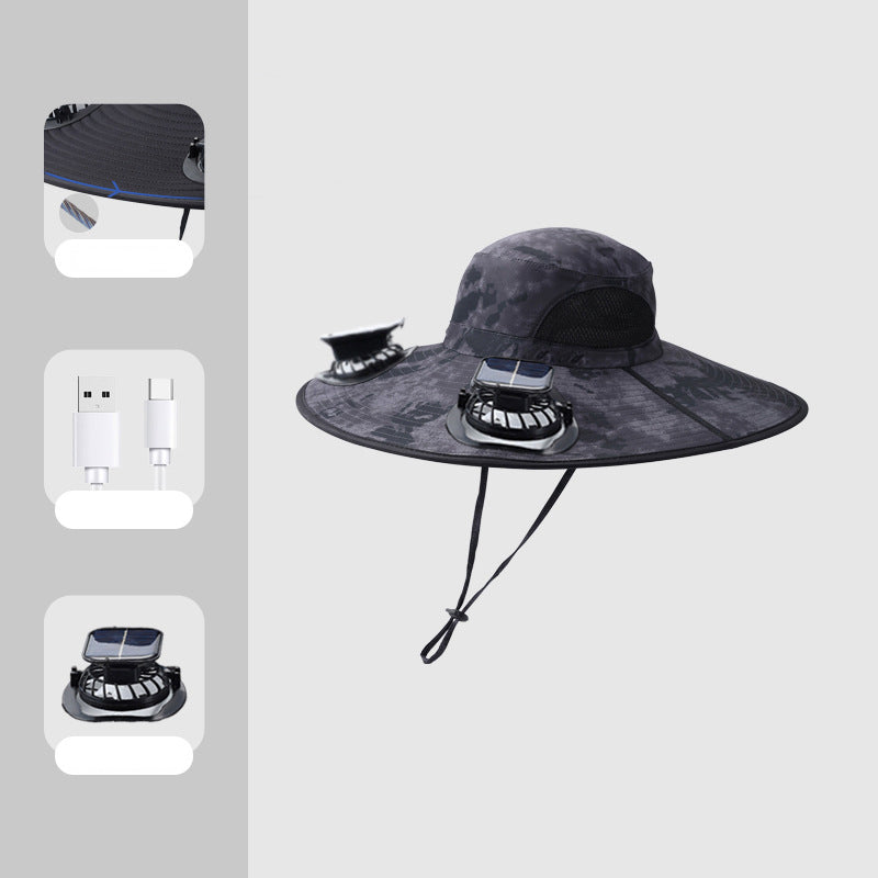 Multi-functional Men's Outdoor Solar Shade Fan Hat(you407)