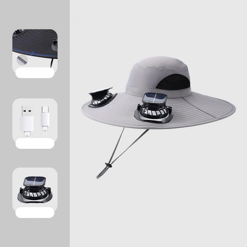 Multi-functional Men's Outdoor Solar Shade Fan Hat(you407)