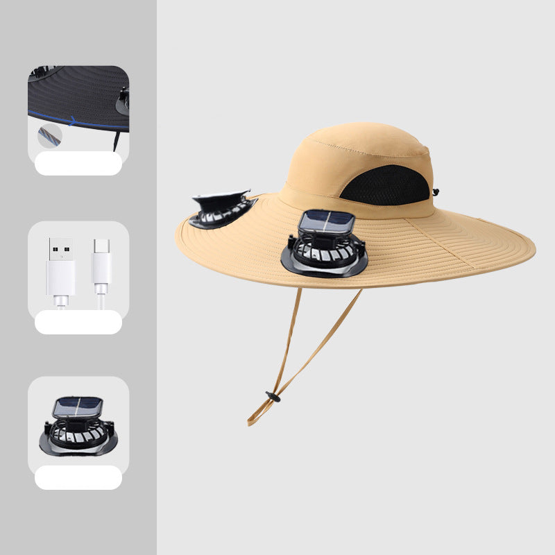 Multi-functional Men's Outdoor Solar Shade Fan Hat(you407)