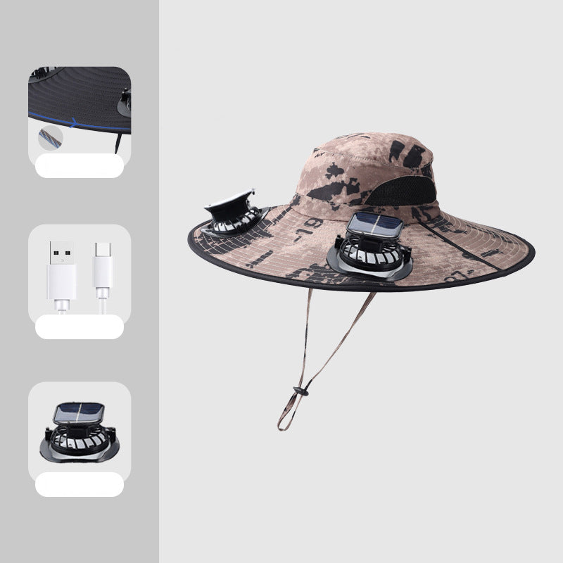 Multi-functional Men's Outdoor Solar Shade Fan Hat(you407)