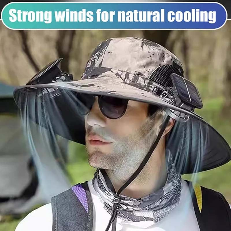 Multi-functional Men's Outdoor Solar Shade Fan Hat(you407)