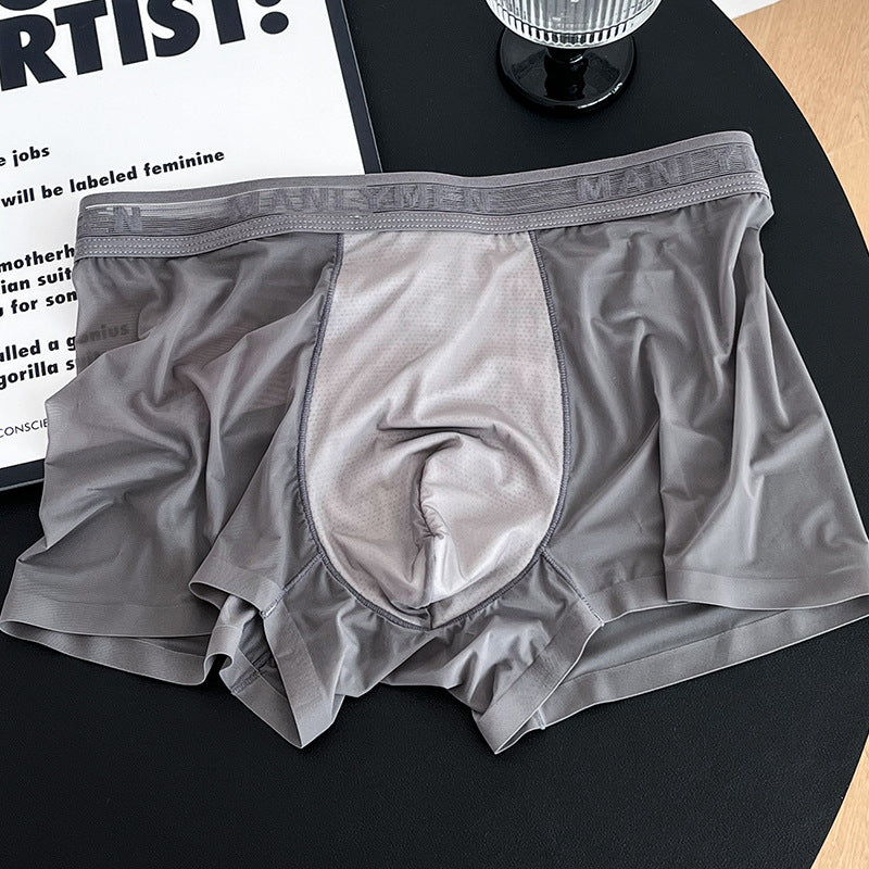 luu434-Men's breathable ice silk mesh boxer briefs