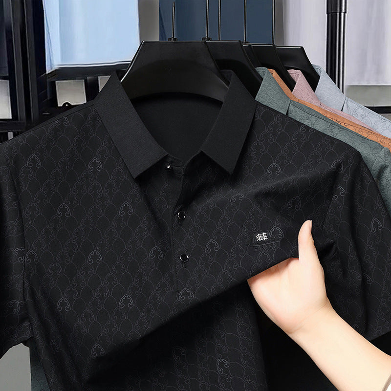 luu464-Men's Printed Short Sleeve Polo Shirt