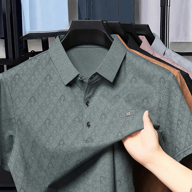 luu464-Men's Printed Short Sleeve Polo Shirt